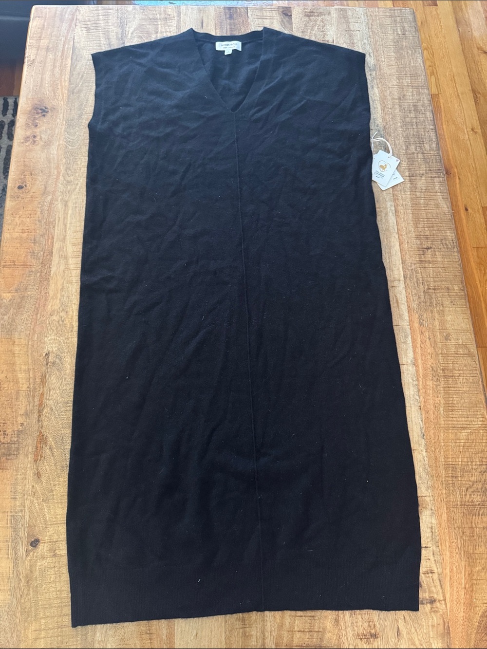 Nordstrom 100% cashmere Black Knit Midi maxi dress NEW NWT LARGE